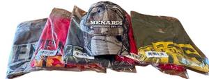lot 248D image: MBR - Lot of 5 Menards Large T-Shirts and Camouflage Ball Cap