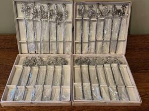 lot 274D image: Set of 24 Sudha Silver Metal Animal Cocktail Stir Sticks in Original Boxes