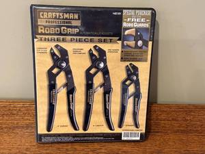 lot 278D image: MBR - Craftsman Professional Robo Grip Three Piece Pliers Set with Guards