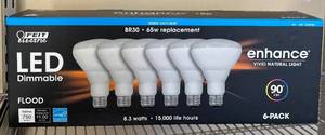 lot 304D image: G - Feit Electric Enhance BR30 LED Dimmable Flood Bulbs 6-Pack
