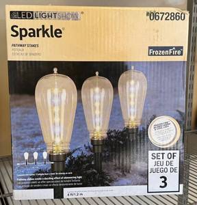lot 305D image: G - Set of 3 Sparkle LED LightShow Pathway Stakes