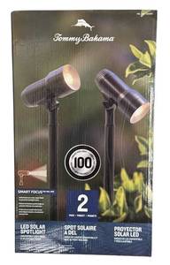 lot 306D image: Tommy Bahama 2-Pack LED Solar Spotlights with Smart Focus