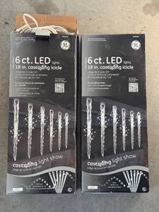 lot 313D image: 2 Boxes of GE 6 Count LED 18-Inch Cascading Icicle Lights