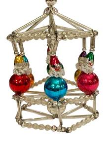 lot 391D image: Vintage Glass Carousel Ornament with Colorful Clown Figures