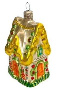 lot 396D image: Christopher Radko Glass Gingerbread House Christmas Ornament