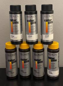 lot 485R image: O - Lot of 7 Redken Color Gels Haircolor Bottles Cappuccino, Caramel and Maple