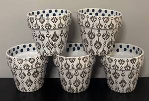 lot 486R image: O - Set of 5 Allen & Roth Ceramic Planter Pots
