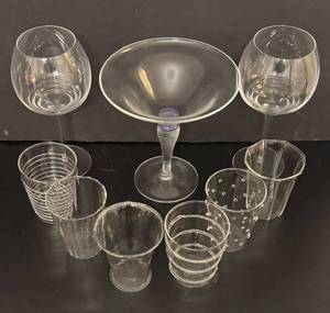 lot 487R image: O - Set of Glass Compote Dish, Stemware and Assorted Glassware