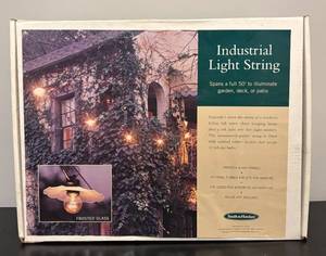 lot 507R image: O - New Smith & Hawken Industrial Light String with Frosted Glass Shades