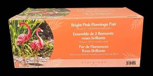 lot 548R image: MB - Set of 2 Evergreen Garden Tall Metal Pink Flamingos