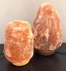 lot 549R image: BC - Set of 2 Himalayan Salt Lamps with Power and USB Plugs