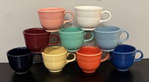 lot 554R image: BC - Set of 9 Homer Laughlin Fiesta Coffee Cups Assorted Colors