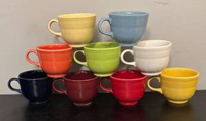 lot 558R image: BC - Set of 9 Homer Laughlin Fiesta Multi-Color Cups