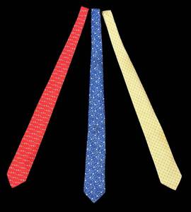 lot 560R image: O - Set of 3 Salvatore Ferragamo Silk Ties with Pattern Designs