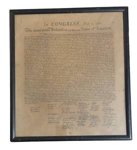 lot 561R image: MB - Vintage Framed Declaration of Independence Print