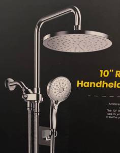 lot 566R image: BC - New Ambicasa 10 Inch Rainfall Shower Head and Handheld Combo Set