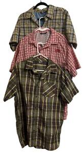 lot 574R image: OC - Set of 3 Mens North Face Plaid Short Sleeve Button Up Shirts Size Large