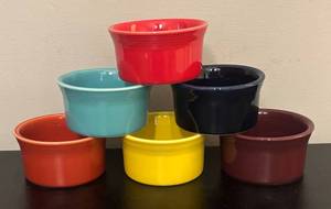 lot 578RR image: BC - Set of 6 Multicolor Fiesta Stoneware Ramekins