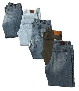 lot 603R image: MB - Set of 5 Mens Size 34 Jeans by Lucky Brand, Tommy Hilfiger, Calvin Klein and Tommy Hilfiger