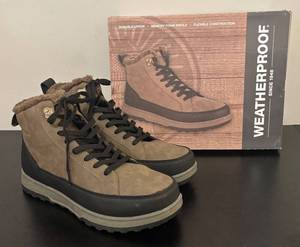 lot 608R image: 0 - New Weatherproof Logjam Brown Mens Boots Size 12