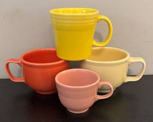 lot 611R image: O - Set of 4 Fiesta by Homer Laughlin Colored Mugs and Cups