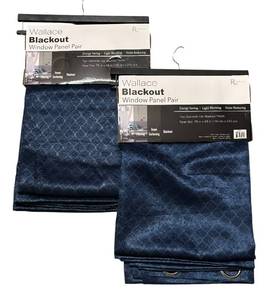 lot 663R image: MB - 2 Pairs of Navy Blue Wallace Blackout Window Panel Pairs