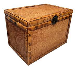 lot 667R image: LL  - Vintage Bamboo Frame Woven Trunk
