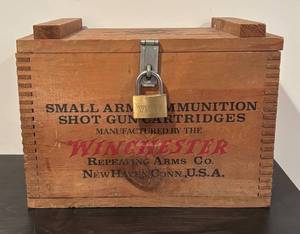 lot 696R image: LL  - Vintage Winchester Wooden Ammunition Box