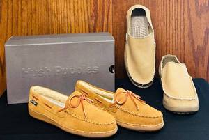 lot 218C image: BS - Lot of 2 Casual Shoes Hush Puppies Moccasin Slippers & Crocs Canvas Slip-Ons
