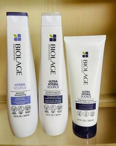lot 219C image: SB - Biolage Ultra Hydra Source Shampoo Conditioner and Leave-In Cream Set