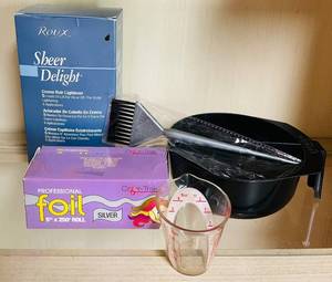 lot 226C image: BS - Hair Lightening Kit with Foil, Mixing Bowl, Brush, and Measuring Cup