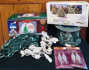 lot 405C image: ENT - Holiday Projector, String Lights, Net Lights, and Silicone Candle Bulbs Lot