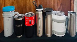 lot 407C image: ENT - Set of 7 Insulated Drinkware Tumblers and Bottles Various Brands