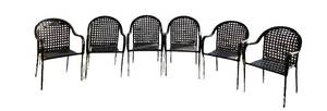 lot 463C image: SG - Set of 6 Woven Patio Armchairs, 34 Inch High