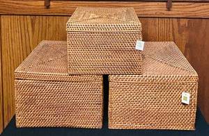 lot 472C image: MB - Set of 3 Woven Storage Baskets with Lids