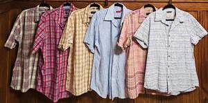 lot 473C image: MB - Set of 6 Mens Short Sleeve Button-Up Shirts - IZOD & Chaps, Size Large