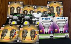 lot 476C image: MB - Lot of LED Light Bulbs and Magnetic COB LED Lights by GE, Philips, and LiteAll