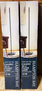 lot 522C image: MB - Set of 2 Hampton Bay Calero 50 in Floor Lamps Matte Black Finish