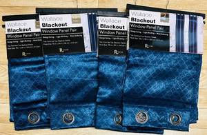 lot 719C image: MB - Set of 4 Wallace Blackout Window Panel Pairs in Blue, 76x84 in