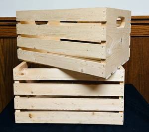 lot 727C image: ENT - Set of 2 Wooden Storage Crates with Handles