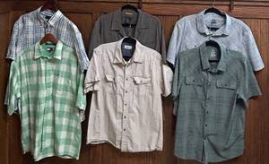lot 776C image: MB - Set of 6 Mens Short Sleeve Button-Up Shirts - Tommy Hilfiger, Royal Robbins, Ruff Hewn