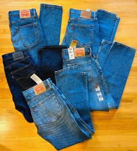 lot 780C image: MB - Collection of 7 Levis Jeans 502 and 512 Various Sizes Denim