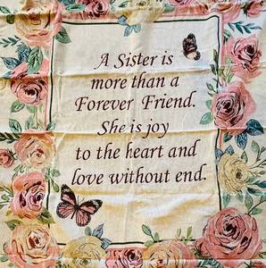 lot 788C image: LR - Floral Sister Quote Woven Throw Blanket 50 x 70 Inches