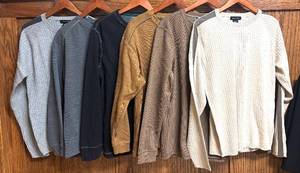 lot 674H image: MBR - Set of 6 Mens Size Large Long-Sleeve Sweaters Assorted Colors