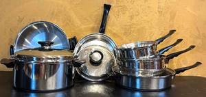 lot 676H image: K - Homemakers Guild Stainless Steel 7-Piece Cookware Set with Lids
