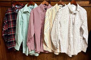 lot 682H image: MBR - Set of 5 Mens Size Large Button Up Shirts Nautica Izod Tommy Hilfiger Moore