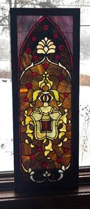 lot 29T image: LR - Stunning Stained Glass Panel in Wooden Frame