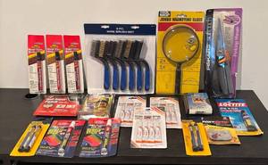 lot 883R image: LL  - Lot of Household Repair and Craft Supplies Including Stain Markers, Super Glue, Adhesives and More