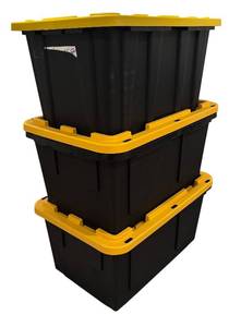 lot 887R image: LL  - Set of 3 Heavy-Duty Plastic Storage Bins