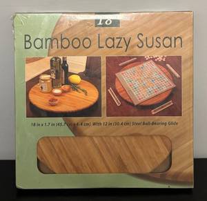 lot 898R image: O - 18 Inch Bamboo Lazy Susan with Steel Ball-Bearing Glide